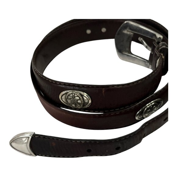 Vtg Fossil Italian Full Grain Cowhide Leather Belt w/ Silver-Tone Golf Clubs - Picture 4 of 7